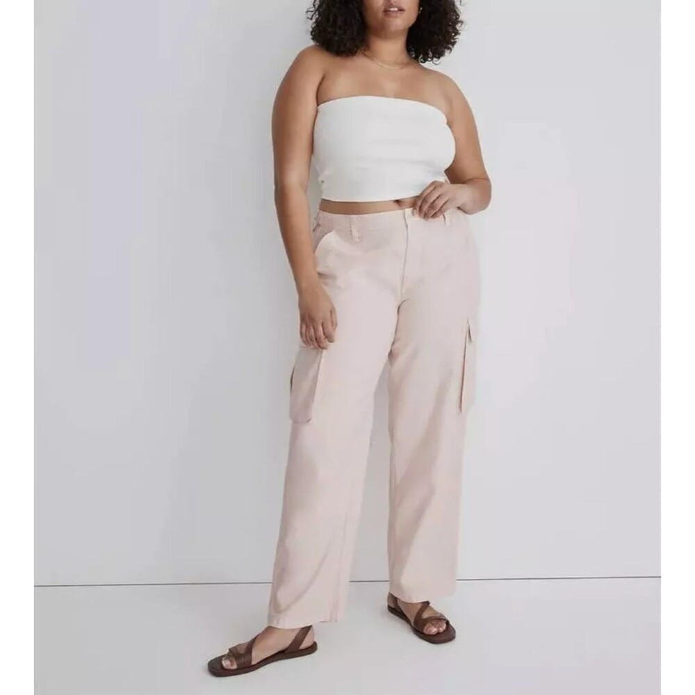 Madewell Low-Slung Straight Cargo Pants Women's 33 Pink Y2K Utility Trousers
